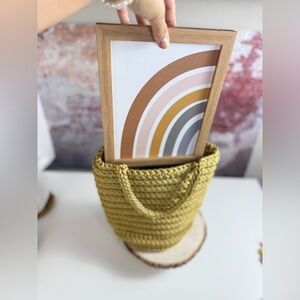 Chic Gold Mustard Sparkle Handcrafted Crochet Bag With Short Handles